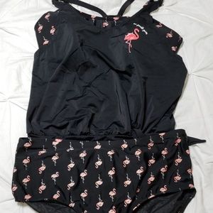 Lane Bryant Two Piece Flamingo Swim Suit